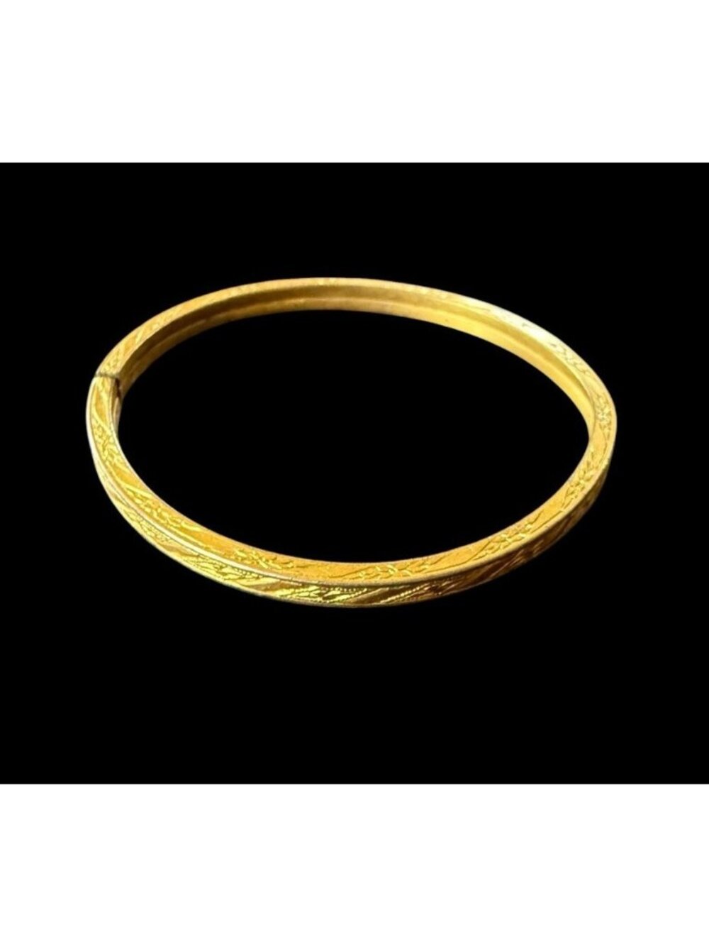 Vtg Signed HFB Gold Filled Hinged Baby Bangle Bracelet Engraved Etched Floral